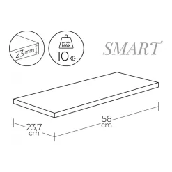 Étagère murale, étagère en bois, étagère murale, blanche, 56x23,7x2,3 cm - Smart