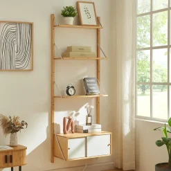 Étagère murale Tingvoll bambou 176 x 65 x 34 cm naturel en.casa