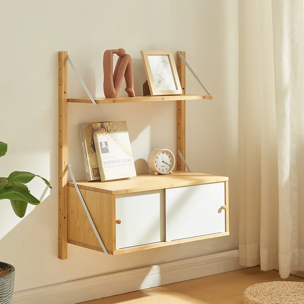 Étagère murale Tingvoll bambou 85 x 65 x 34 cm naturel en.casa