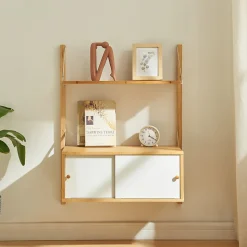 Étagère murale Tingvoll bambou 85 x 65 x 34 cm naturel en.casa