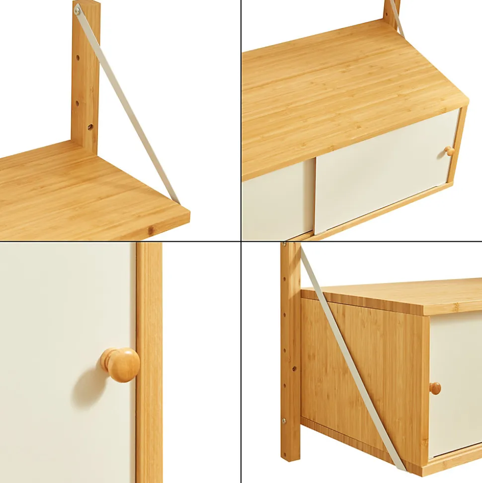 Étagère murale Tingvoll bambou 85 x 65 x 34 cm naturel en.casa