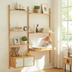 Étagère murale Tingvoll bambou 176 x 147 x 34 cm naturel en.casa