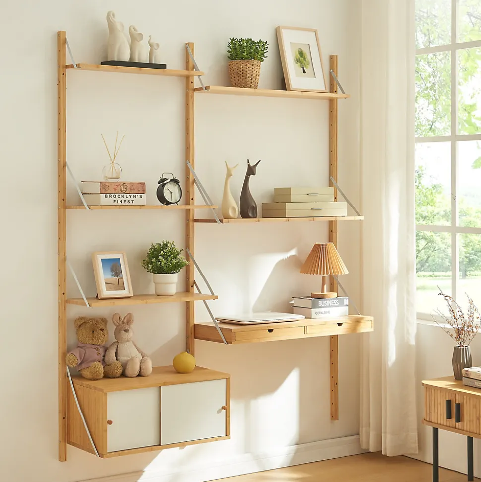 Étagère murale Tingvoll bambou 176 x 147 x 34 cm naturel en.casa