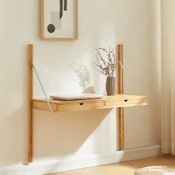 Étagère murale Tingvoll bambou 85 x 85 x 36 cm naturel en.casa
