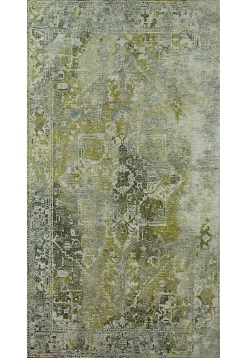 Tapis - Collection Heris Beneffito - Olive - Tapis à Motifs, Finition Artisanale, Tissage en Belgique - Tapis d'intérieur moderne