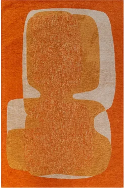 Tapis - Collection Poum Poum Beneffito - Orange Cocktail - Tapis d'intérieur moderne et doux - Rectangulaire - 80 x 150 cm