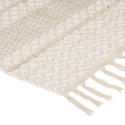 Tapis à franges imprimé Atmosphera coton beige L.90 x l.60 cm