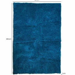 Tapis 140 x 200 cm shaggy à poils courts doux bleu canard - COSMOS