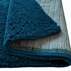 Tapis 140 x 200 cm shaggy à poils courts doux bleu canard - COSMOS