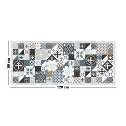 Tapis antidérapant - Ciment Style Dulce - vinyle - int./ext. - Bleu - 50x120cm