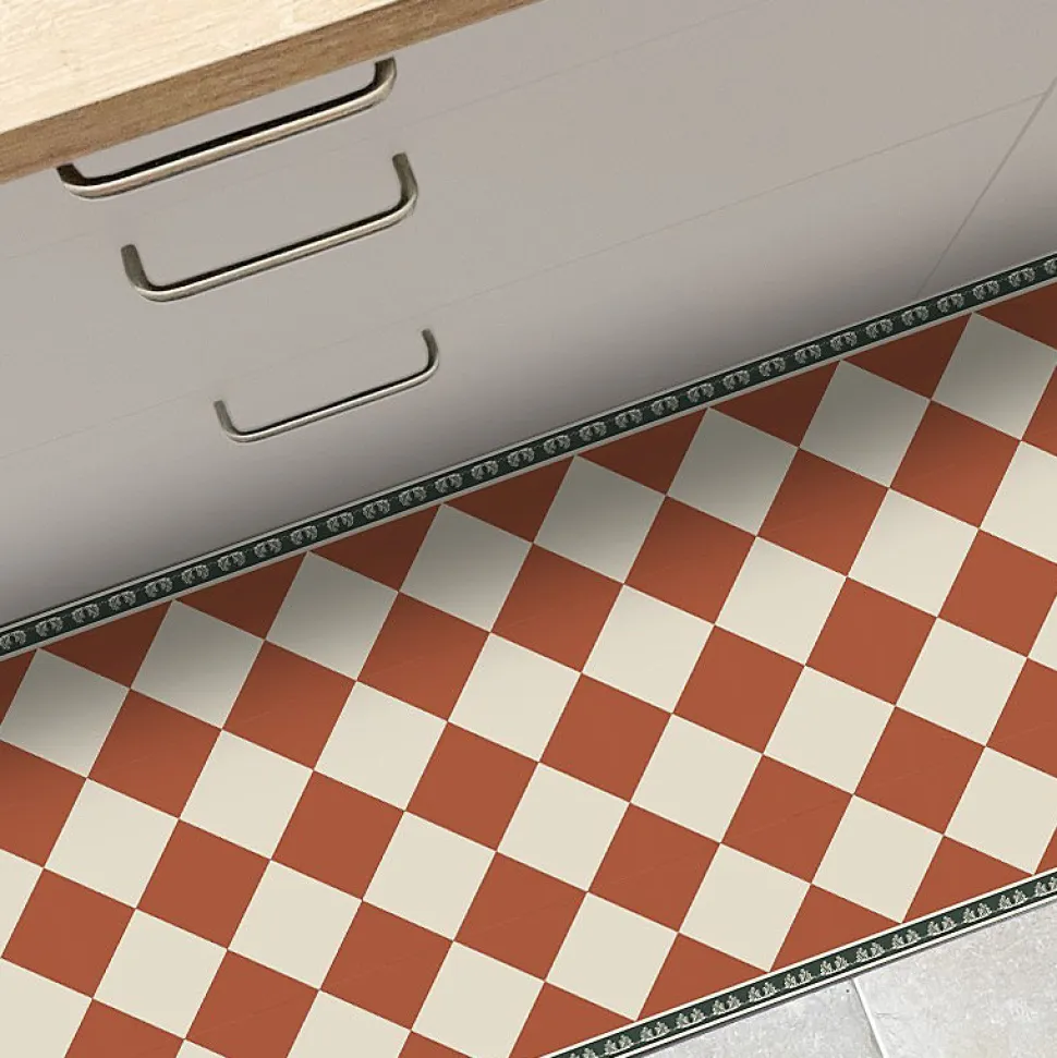 Tapis antidérapant - Rétro - vinyle - int./ext. - Rouge - 50x200cm