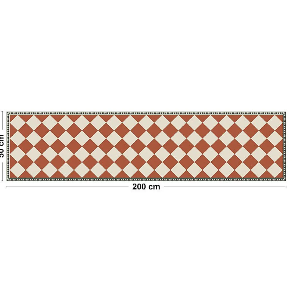 Tapis antidérapant - Rétro - vinyle - int./ext. - Rouge - 50x200cm