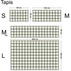 Tapis antidérapant - Rétro - vinyle - int./ext. - Vert - 50x200cm