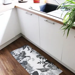 Tapis antidérapant - Végétal - vinyle - int./ext. - Noir - 50x200cm