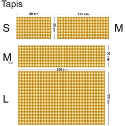 Tapis antidérapant - Vichy - vinyle - int./ext. - Orange - 50x200cm