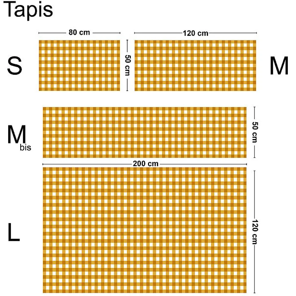Tapis antidérapant - Vichy - vinyle - int./ext. - Orange - 50x200cm