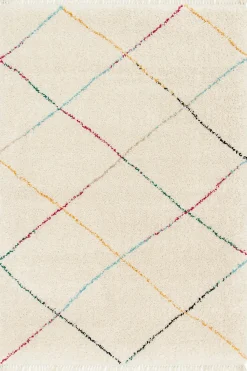 Tapis berbère losange coloré sur fond beige L.170 x l.120cm Balta
