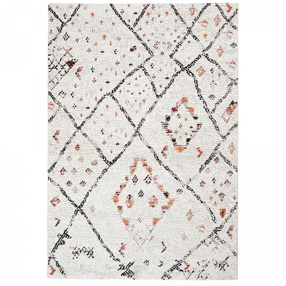 Tapis berbère motifs tribaux LYN8 MORA, Crème, noir, orange