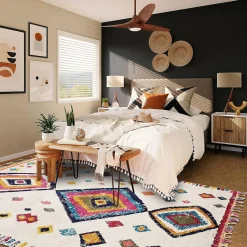 Tapis berbère tissé motif ethnic LYN5 OURIKA F, ivoire