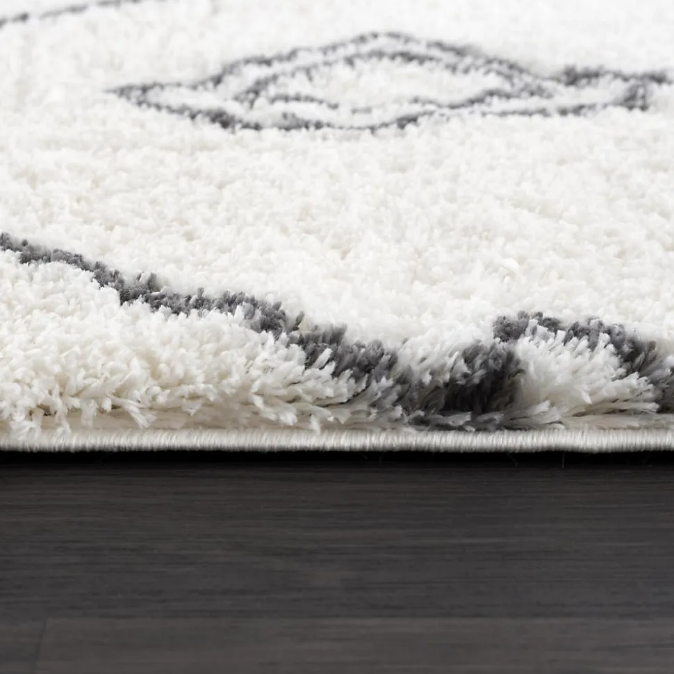 Tapis berbère tissé motif ethnic LYN4 DOUX 2, crème, gris foncé