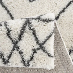 Tapis berbère tissé motif ethnic LYN4 DOUX 2, crème, gris foncé