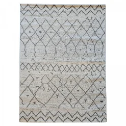 Tapis berbère tissé motif ethnic ESSAOUER, beige, noir