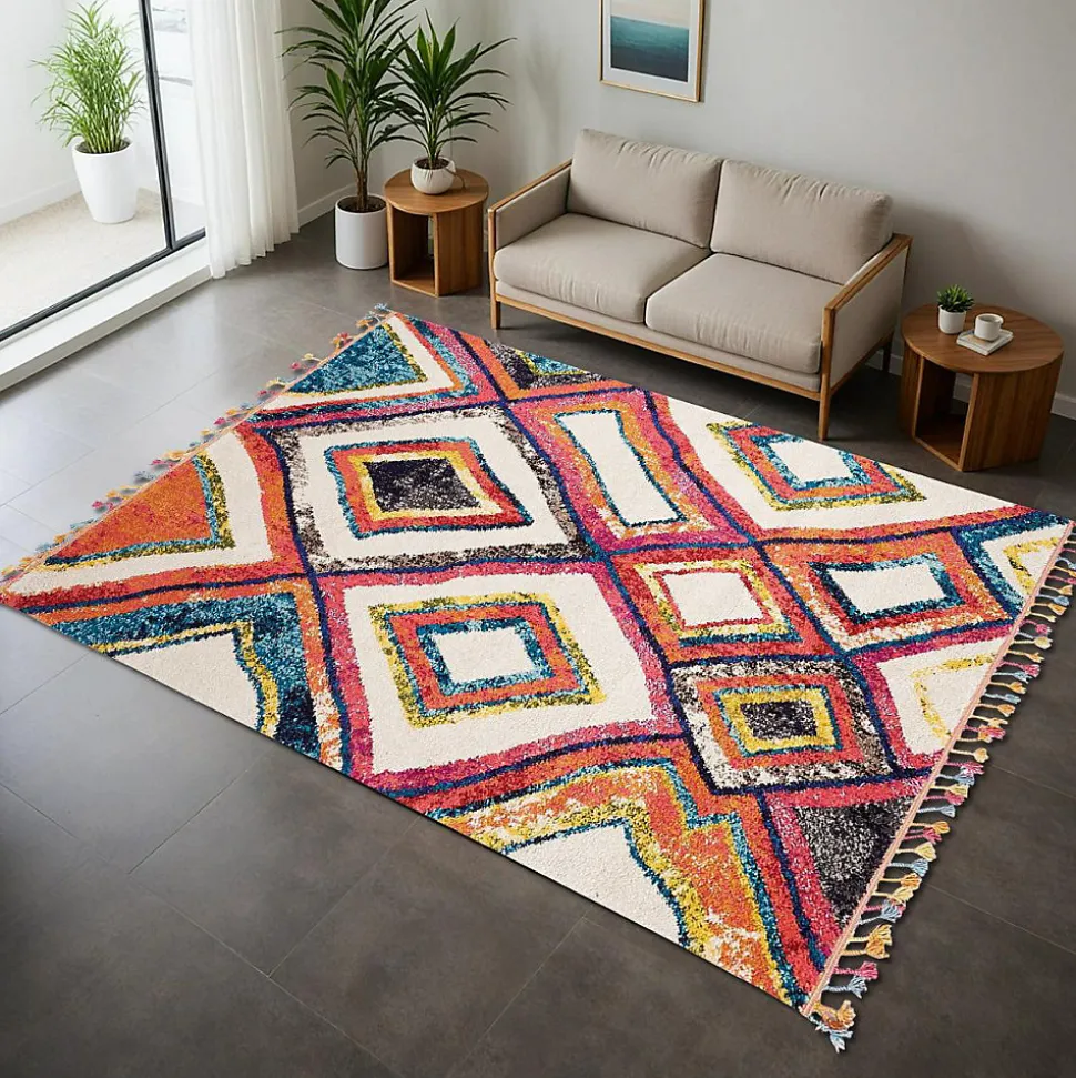 Tapis berbère tissé motif ethnic LYN5 OURIKA D, violet