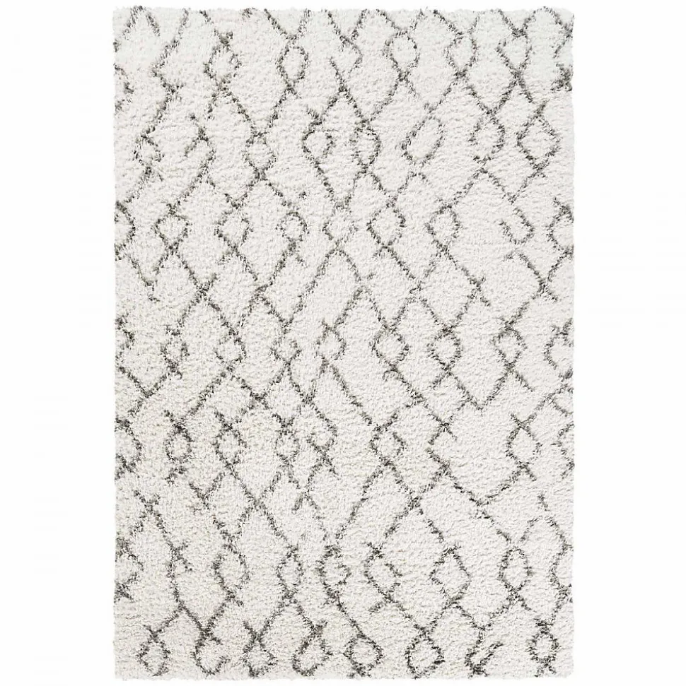 Tapis berbère tissé motif ethnic LYN4 BENYLE B, crème, gris foncé