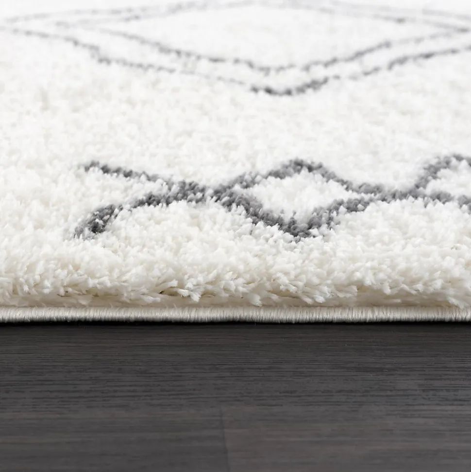 Tapis berbère tissé motif ethnic LYN4 DOUX 3, crème, gris foncé