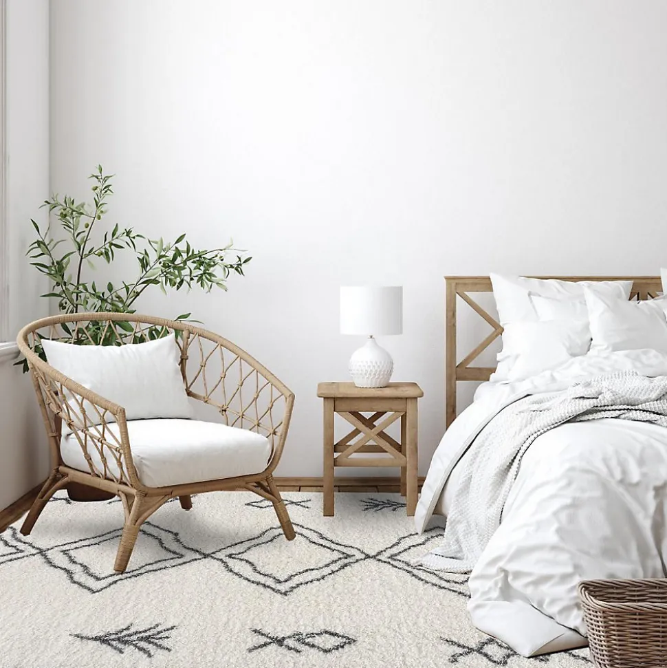 Tapis berbère tissé motif ethnic LYN4 DOUX 3, crème, gris foncé