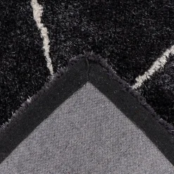 Tapis berbère tissé motif ethnic BERBIOU, noir, blanc