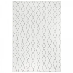 Tapis berbère tissé motif ethnic BALANIO, écru, gris