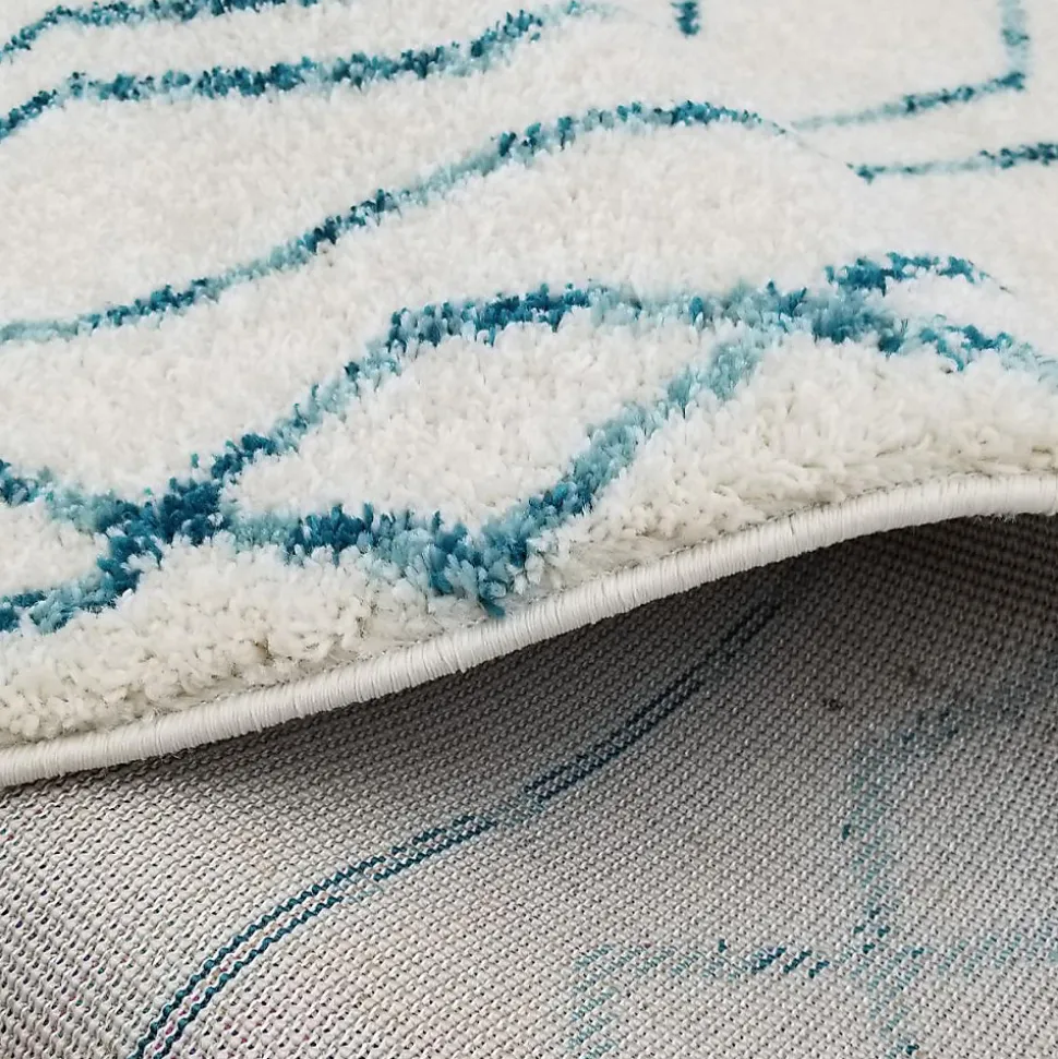Tapis berbère tissé motif ethnic LYN5 MADIDA, crème, turquoise