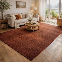 Tapis berbère tissé motif ethnic LYN1 CHILA, rouge