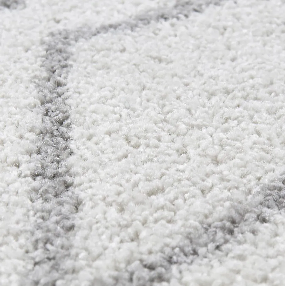 Tapis berbère tissé motif ethnic BALANIO, écru, gris