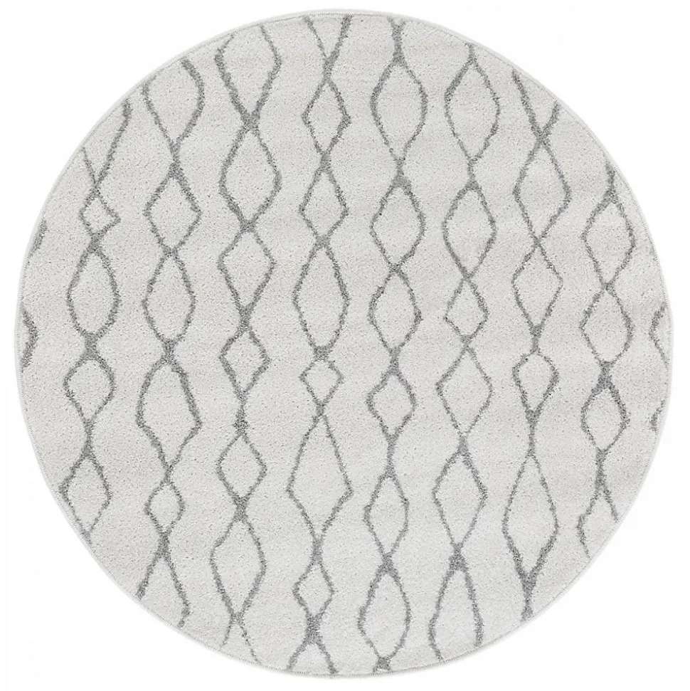 Tapis berbère tissé motif ethnic BALANIO, écru, gris