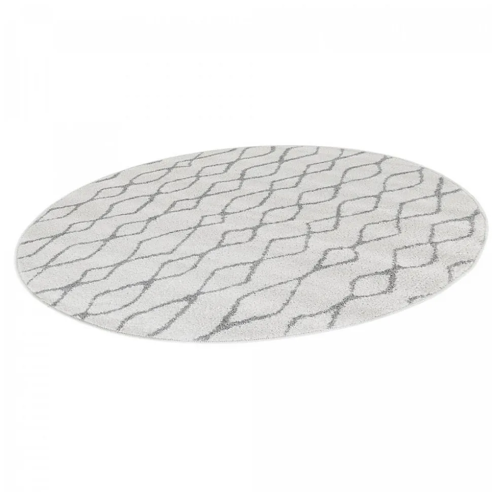 Tapis berbère tissé motif ethnic BALANIO, écru, gris