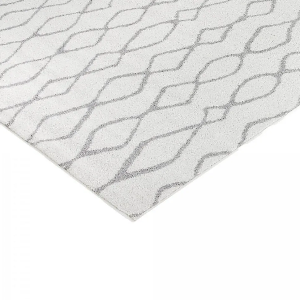 Tapis berbère tissé motif ethnic BALANIO, écru, gris