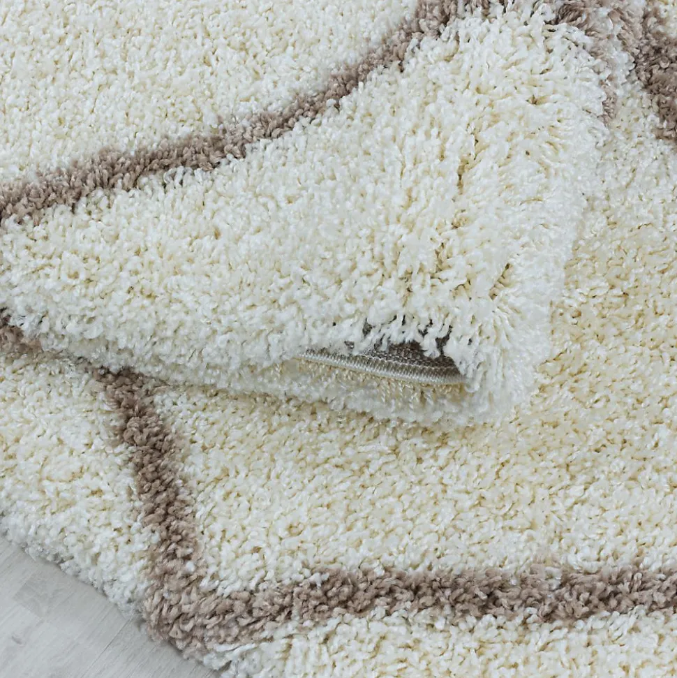 Tapis berbère tissé motif losange SHAGGY A, Crème