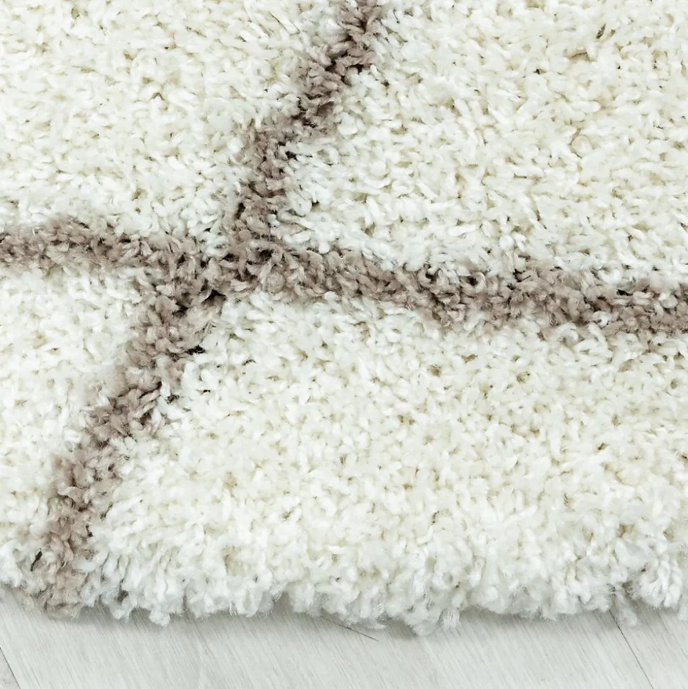Tapis berbère tissé motif losange SHAGGY A, Crème