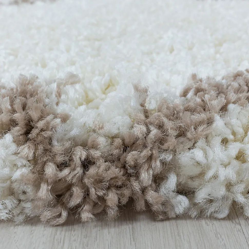 Tapis berbère tissé motif losange SHAGGY A, Crème