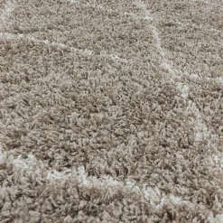 Tapis berbère tissé motif losange SHAGGY A, Beige
