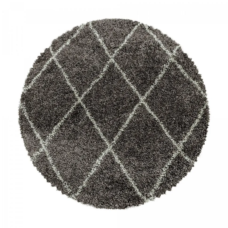 Tapis berbère tissé motif losange SHAGGY A, Taupe