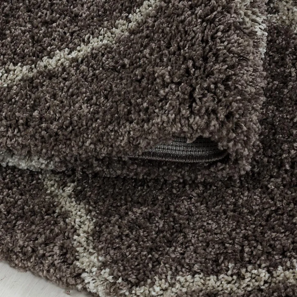 Tapis berbère tissé motif losange SHAGGY A, Taupe