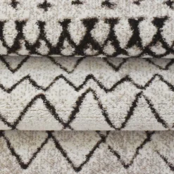 Tapis berbère tissé motifs tribaux LYN8 MABAL, Écru, noir