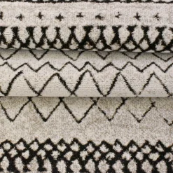 Tapis berbère tissé motifs tribaux LYN8 MABAL, Écru, noir