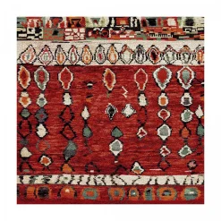 Tapis berbère tissé motifs tribaux LYN8 MOROCO, rouge