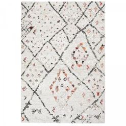 Tapis berbère tissé motifs tribaux LYN8 MORA, Crème, noir, orange