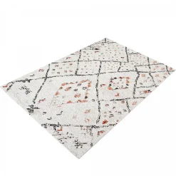 Tapis berbère tissé motifs tribaux LYN8 MORA, Crème, noir, orange