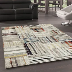 Tapis berbère tissé motifs tribaux LYN8 MARO, beige